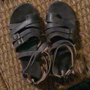Bed Stu Black Leather Sandals